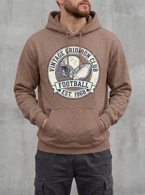 Men's Vintage Gridiron Football Club Helmet Printed Hoodie
