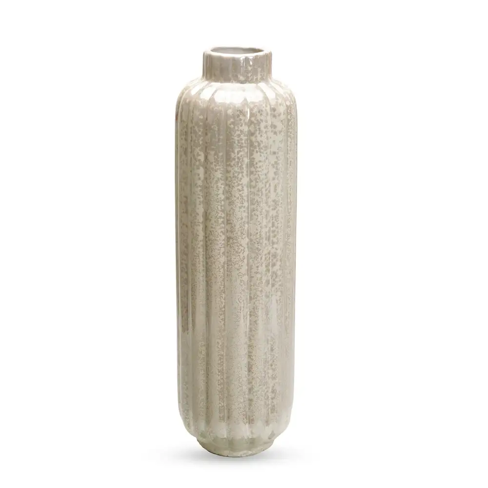 Ivory Tall Ribbed Vase
