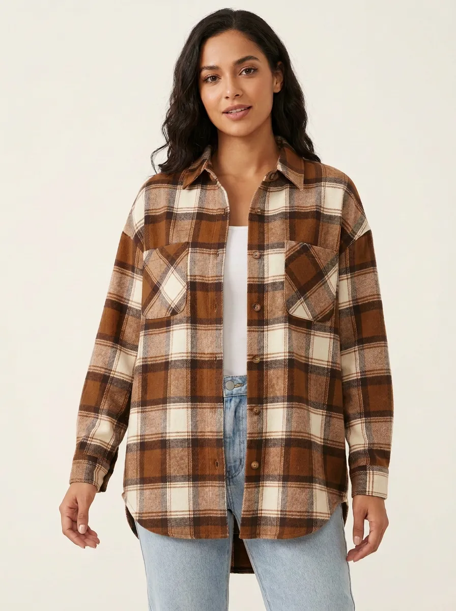 Soft Printed Plaid Plaid Long-Sleeve Shirt
