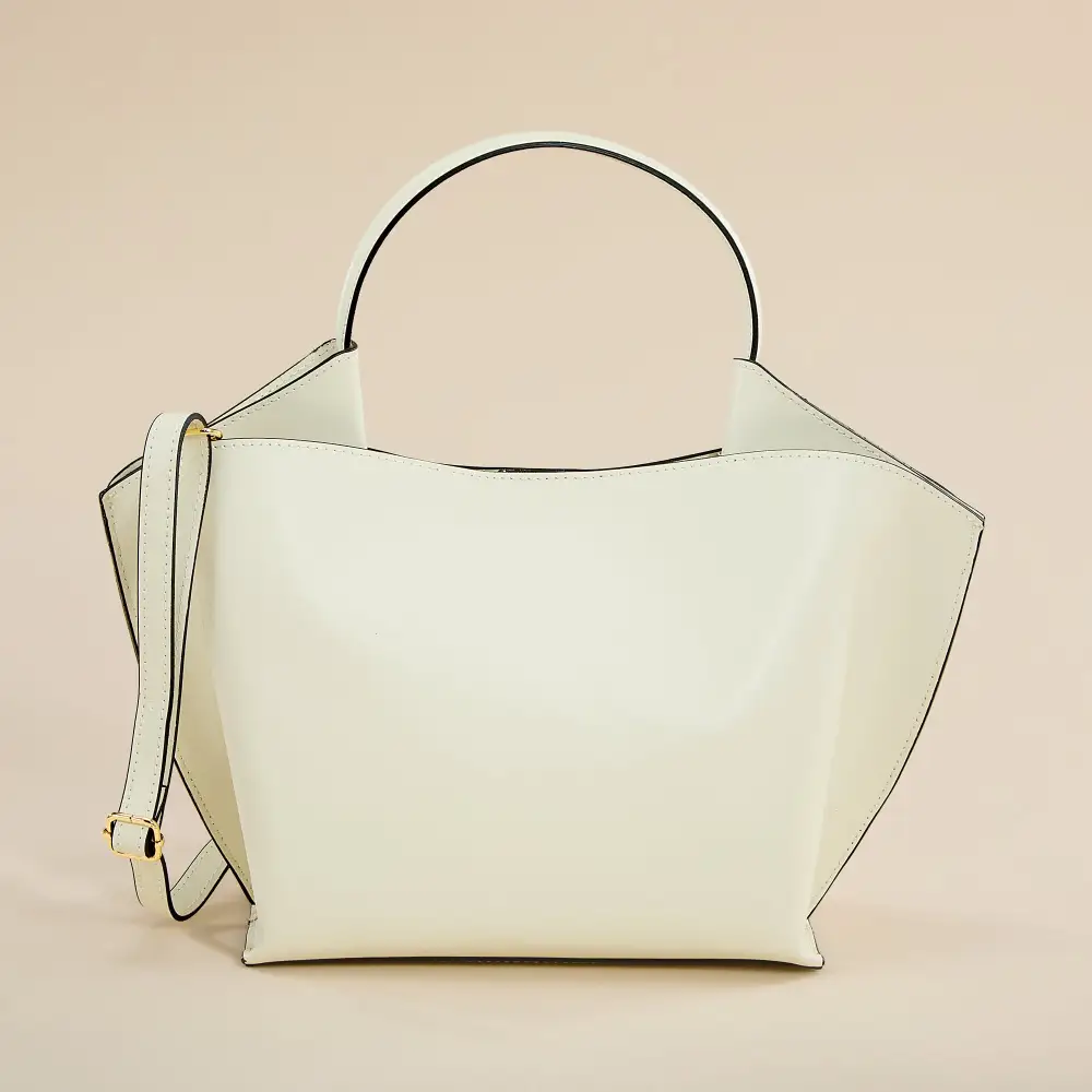 Leather Structured Satchel Bag