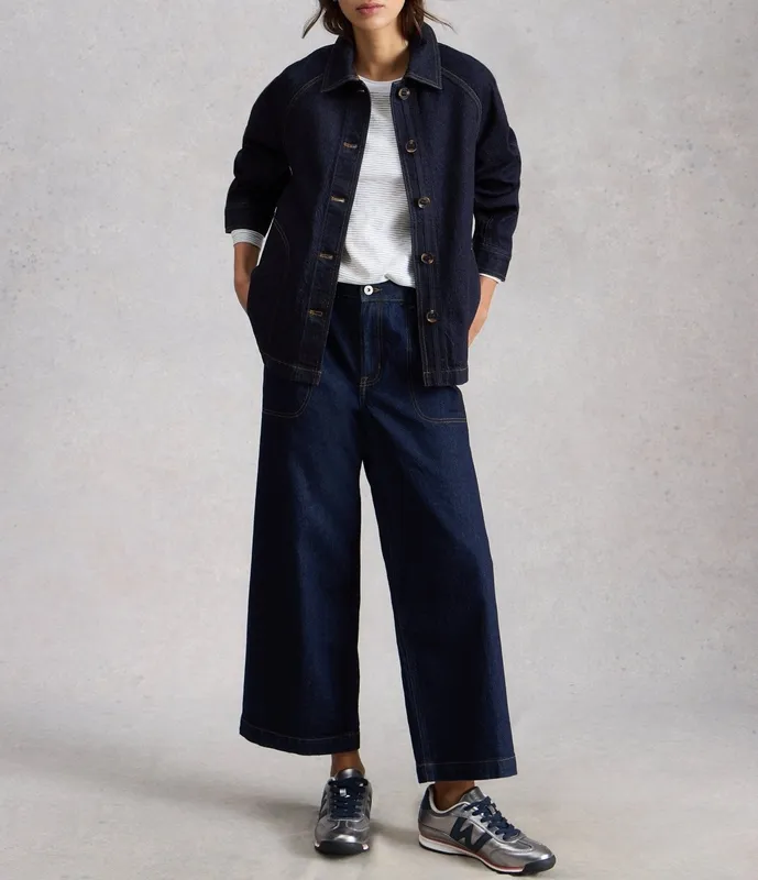 Cotton Denim Collared Jacket