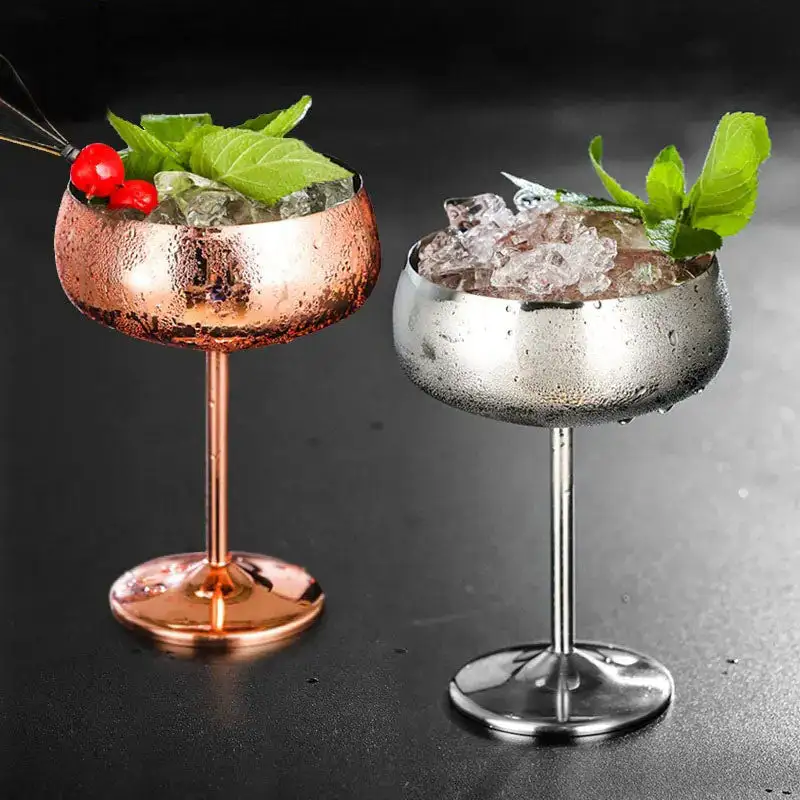 Stainless Steel Stemmed Cocktail Glasses