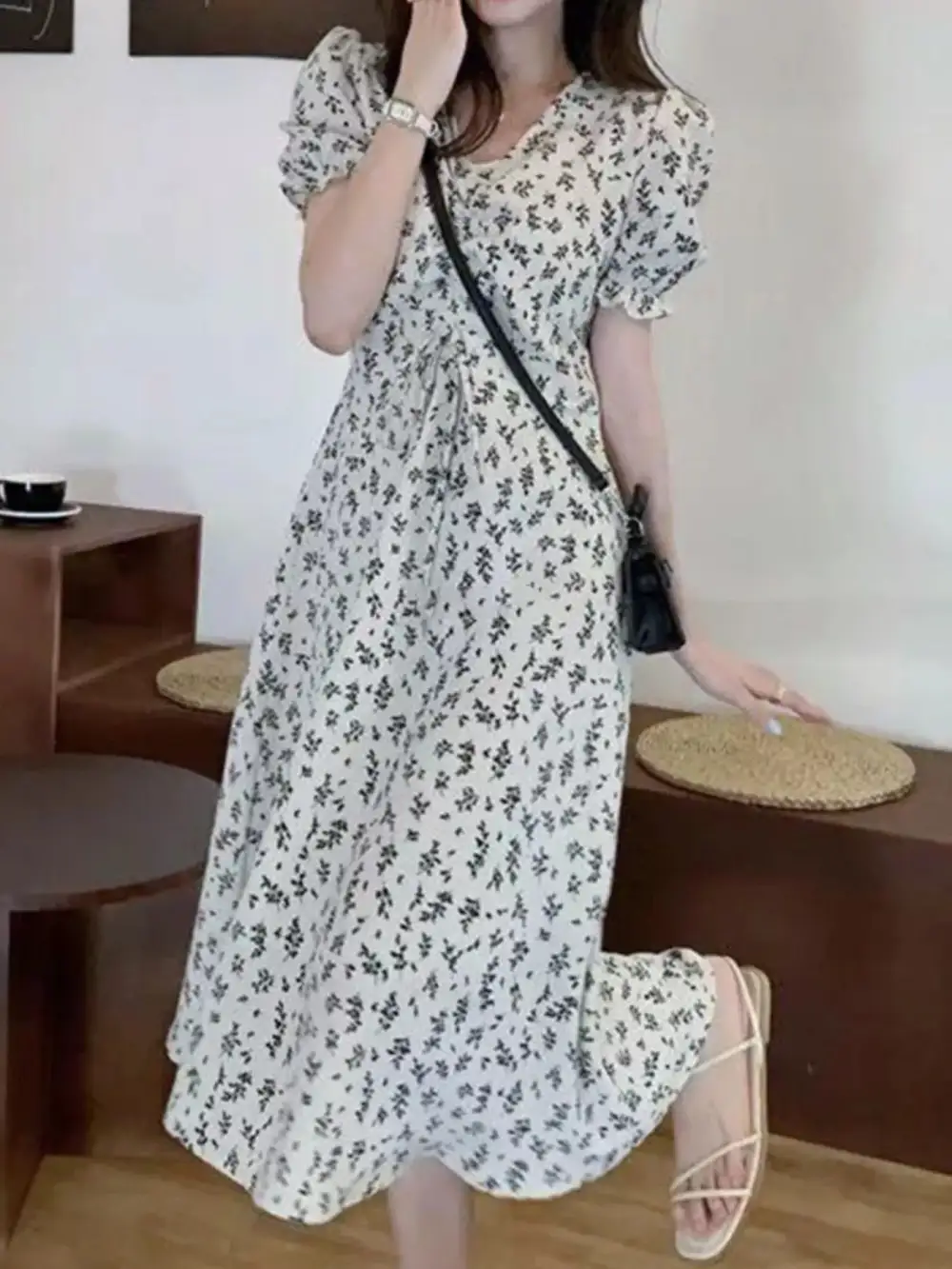 Puff Sleeve Midi Dress