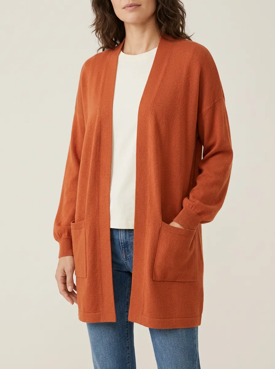 Crafted Open-Front Knit Cardigan