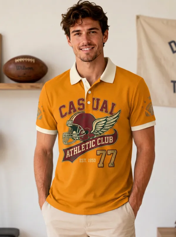 Men's Gridiron Helmet Wing Polo Shirt