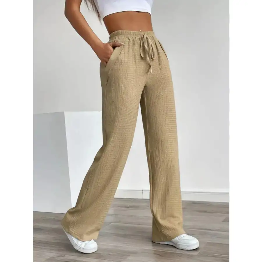 Texture Wide Leg Pants