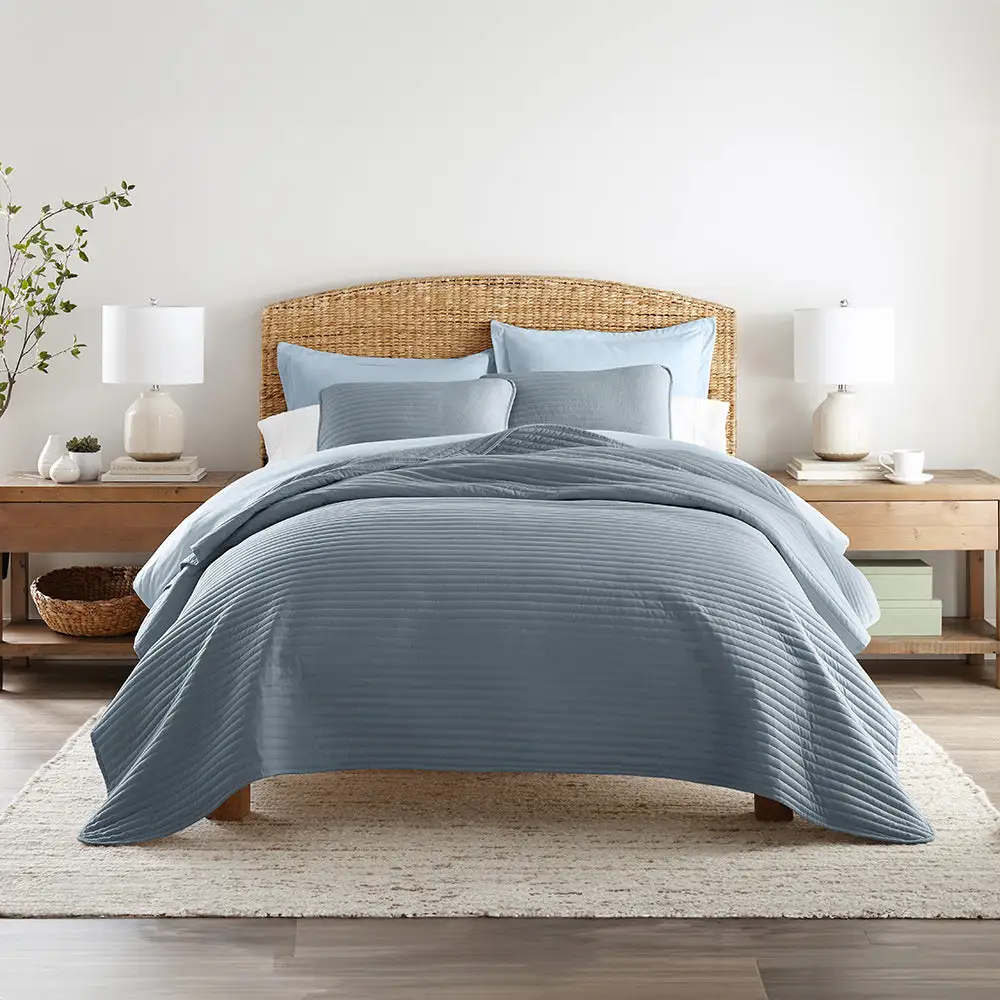 Stripe Stitch Quilted Coverlet Set