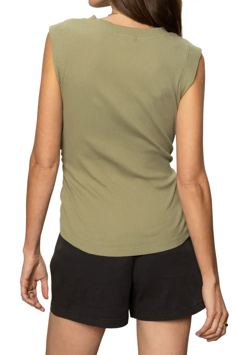 Ribbed Ruched Fitted Tank Top