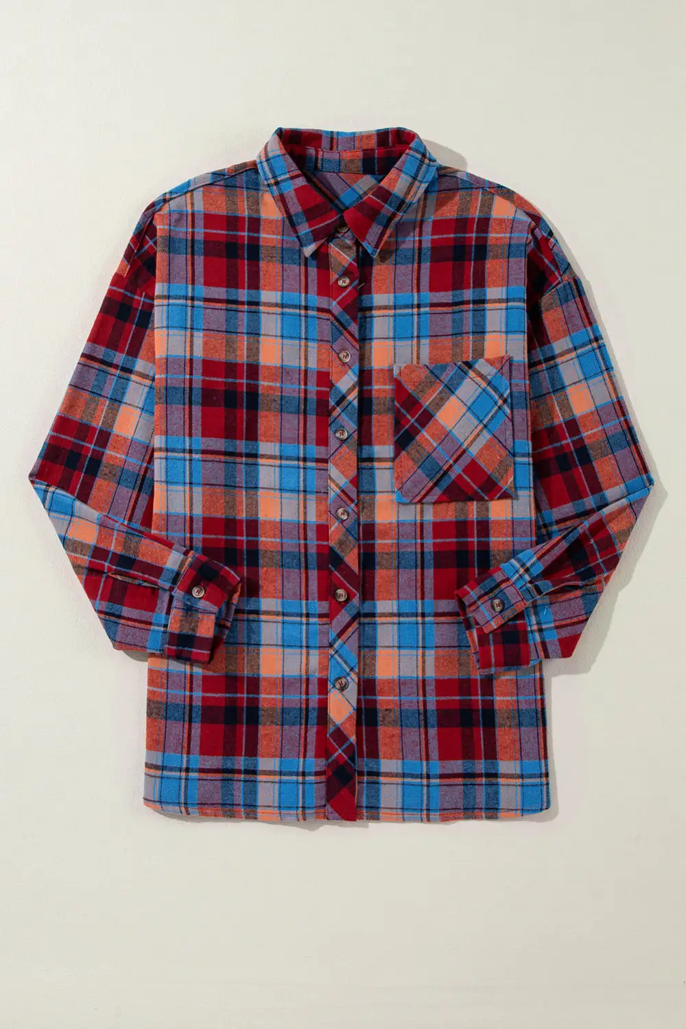 Plaid Relaxed Fit Western Inspired Shirt Blouse