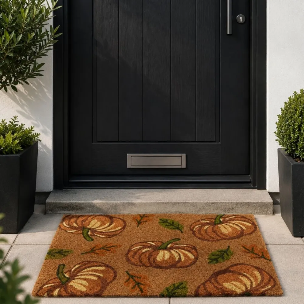 Pumpkin Cluster Coir Door Mat