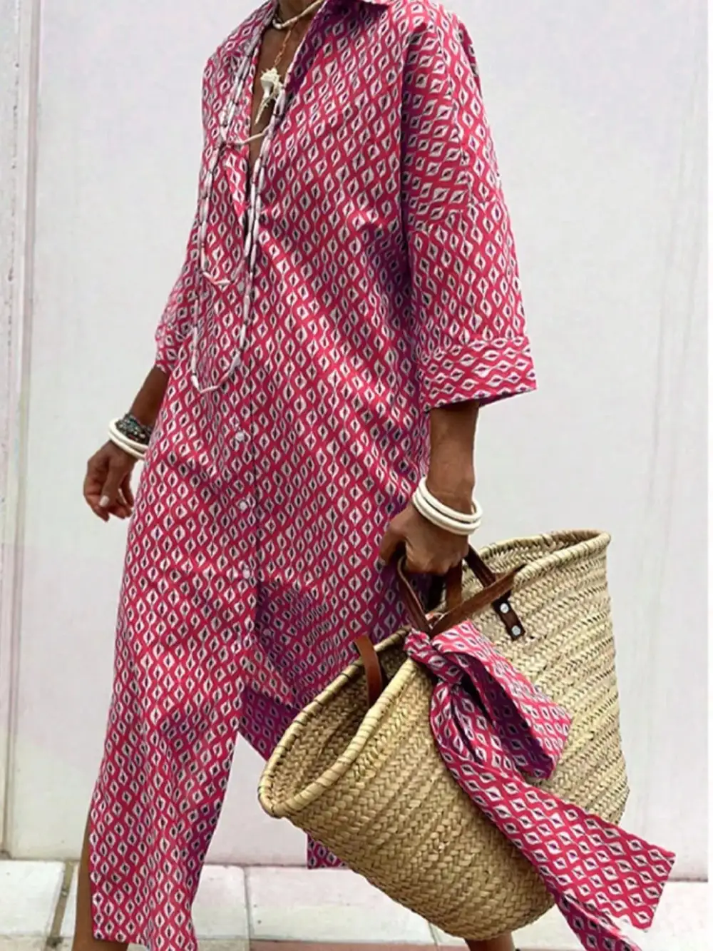 Full Size Button-Down Midi Dress Plus Size