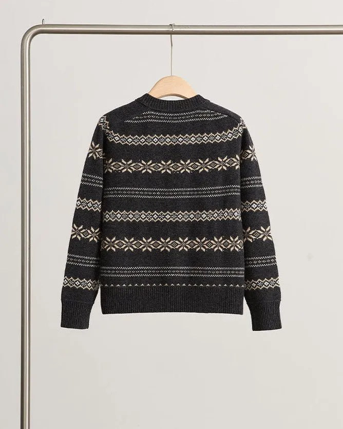 Merino-Wool Wool Crew-Neck Cropped Cardigan