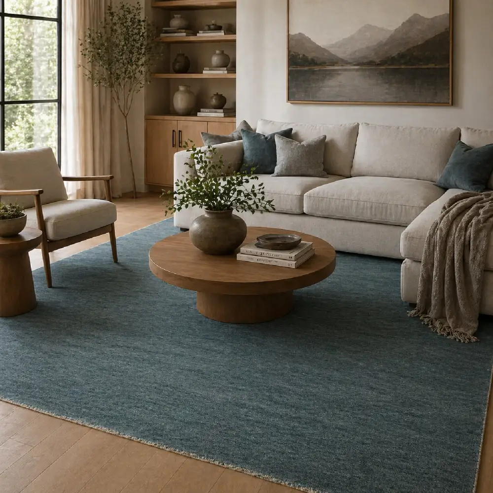 Hand-Knotted Wool Fringed Carpet