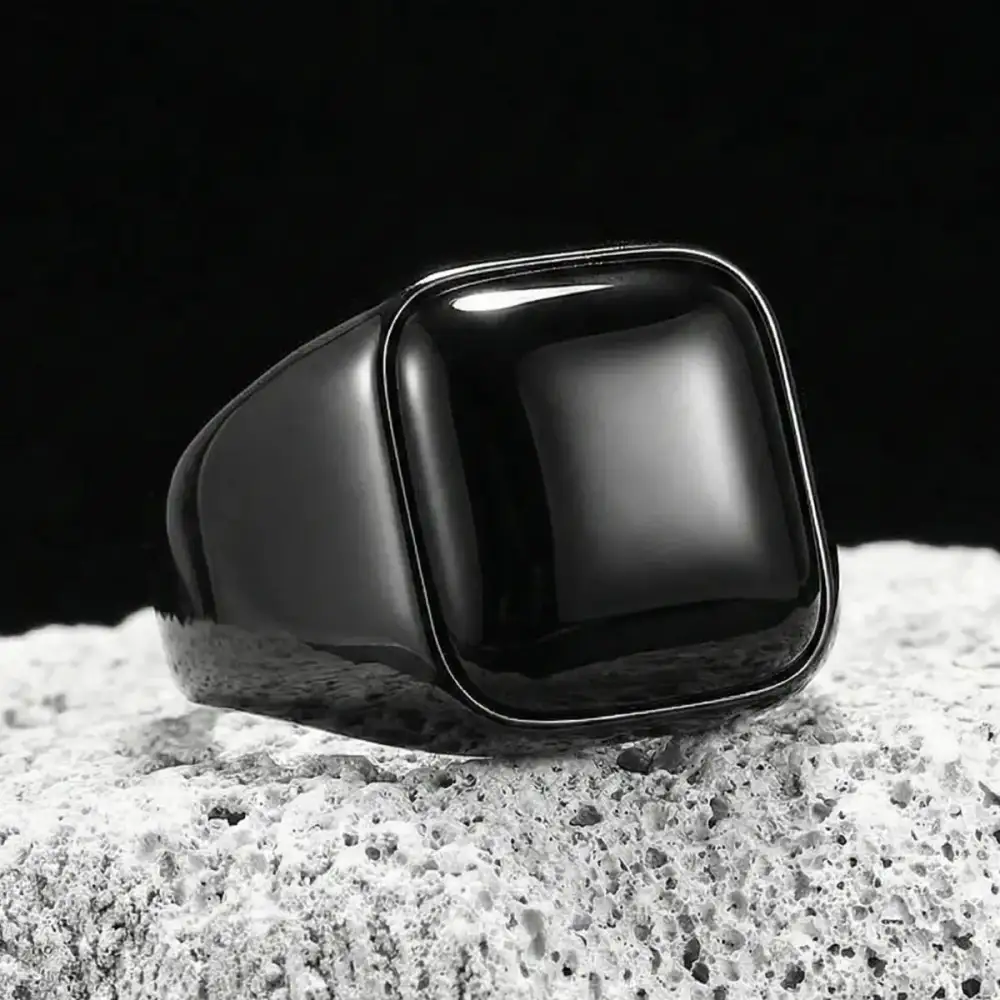 Men's Onyx Square Signet Ring