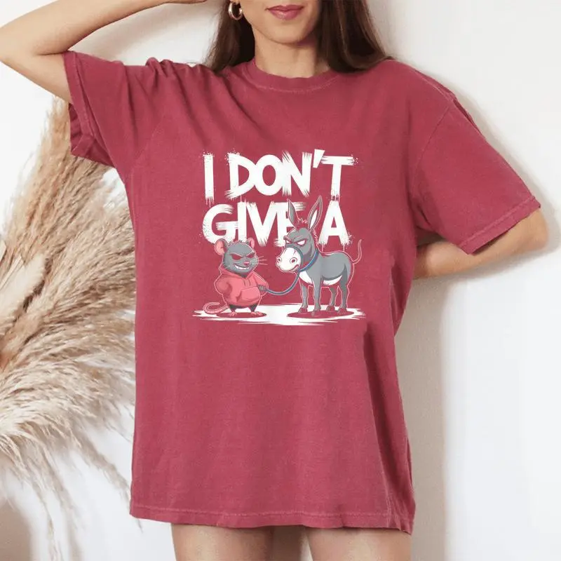 I Dont Give A Rats Donkey Mouse Rat Meme Merch Women's Oversized Comfort T-Shirt