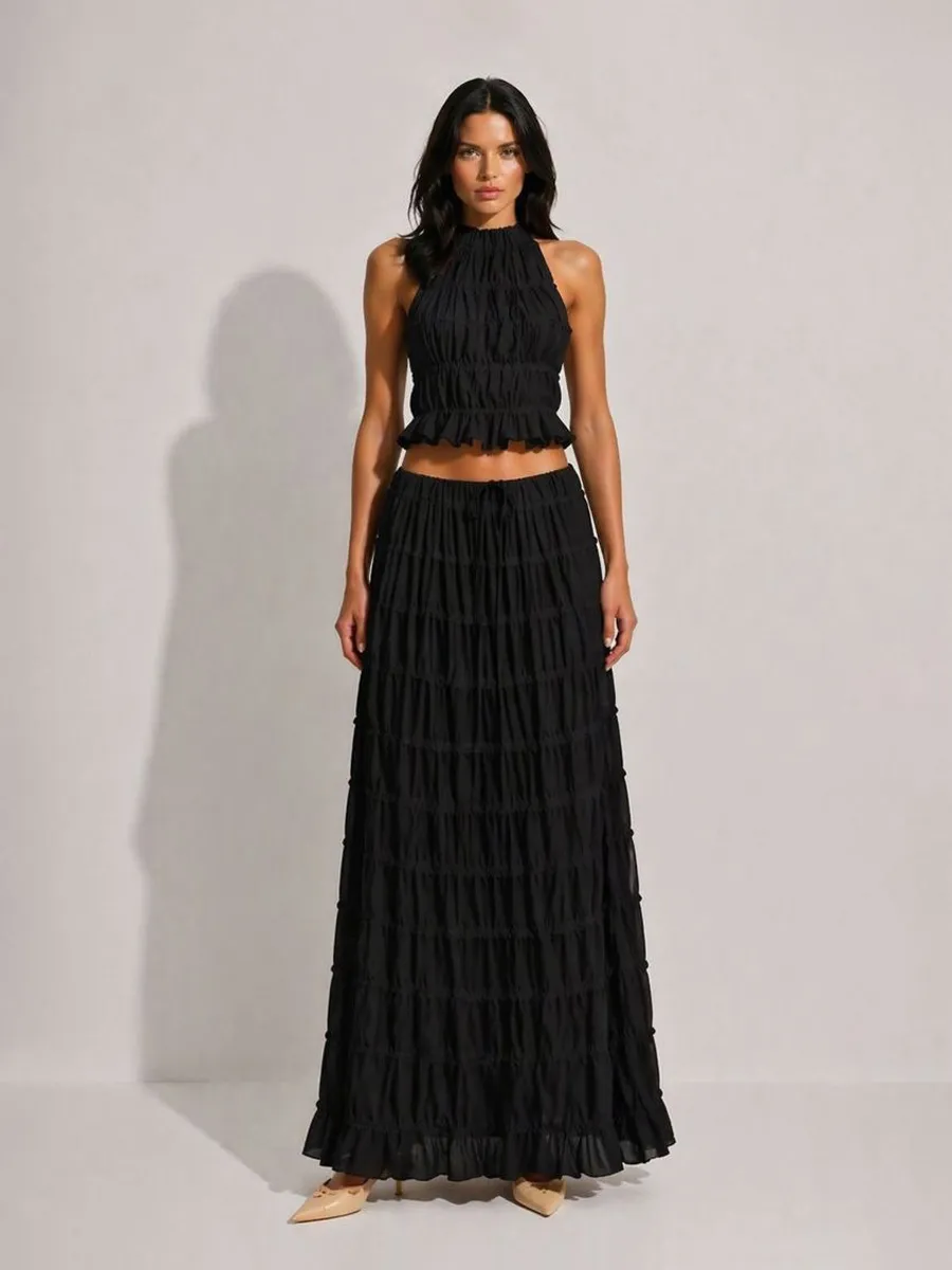 Anouk Two-Piece Pleated Chiffon Maxi Skirt Set
