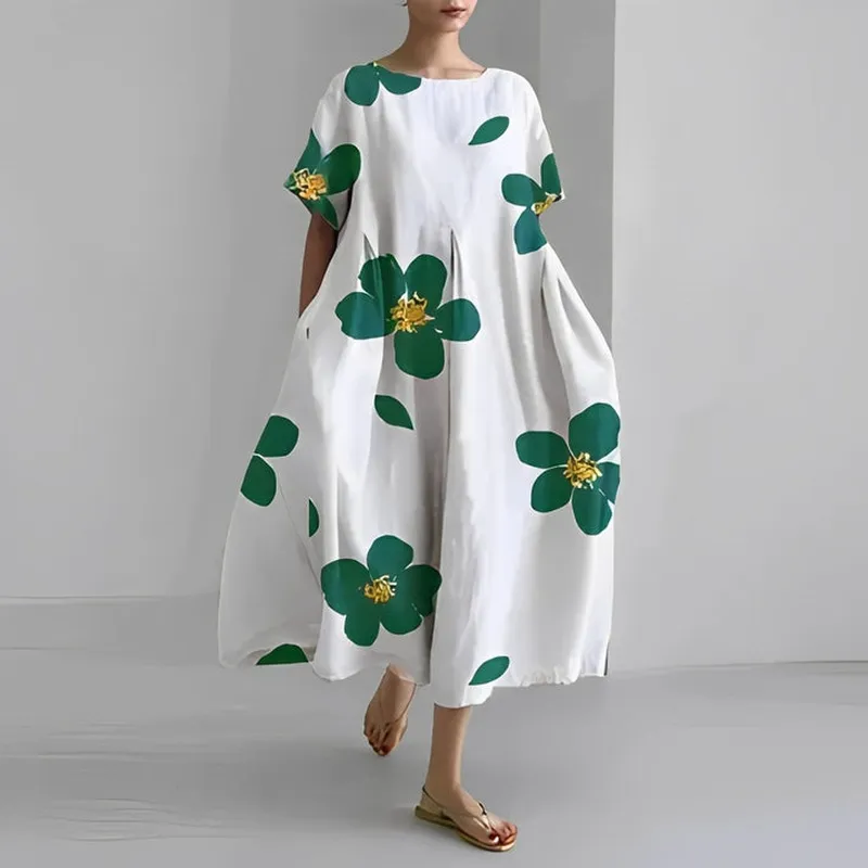 Relaxed Style Flower Midi Dress