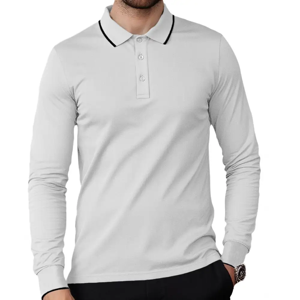 Contemporary Pique Long Sleeve Polo Shirt