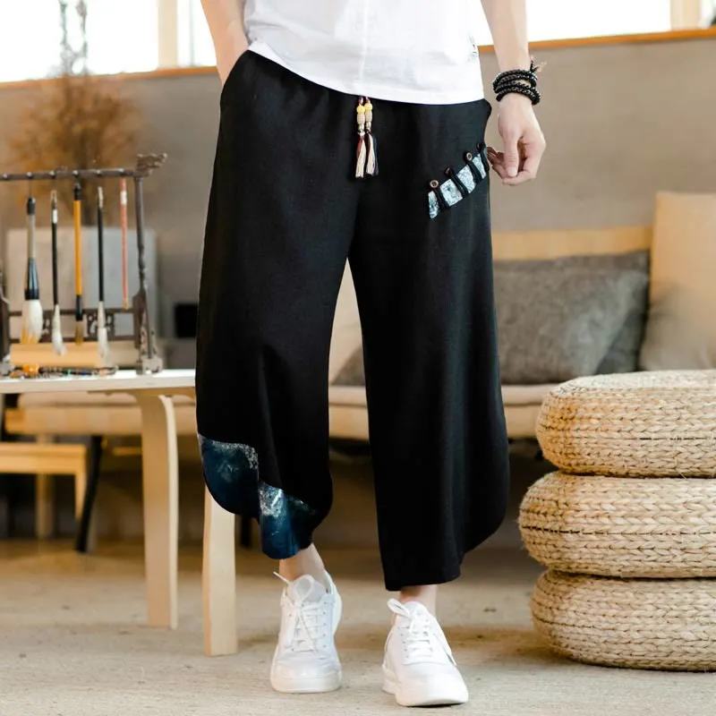 Drawstring Patchwork Pants