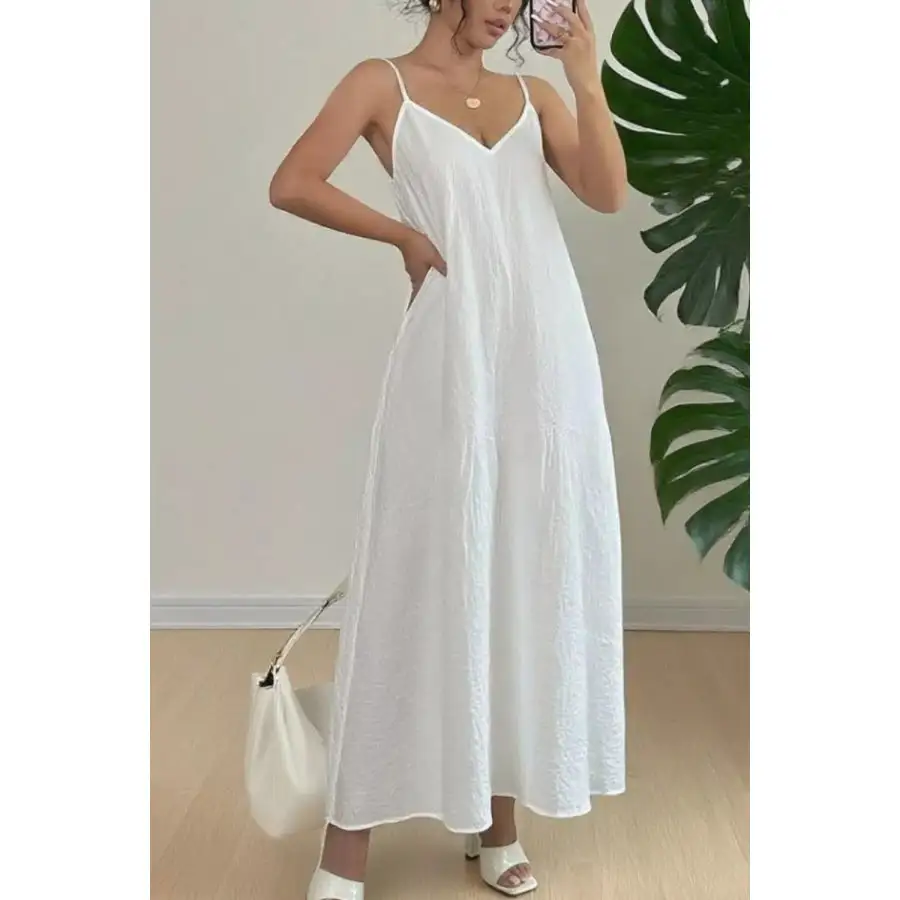 Spaghetti Strap V Neck Maxi Dress