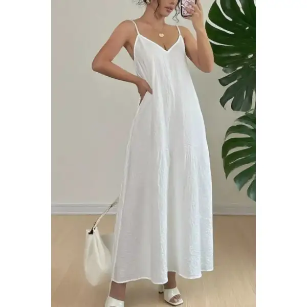 Spaghetti Strap V Neck Maxi Dress