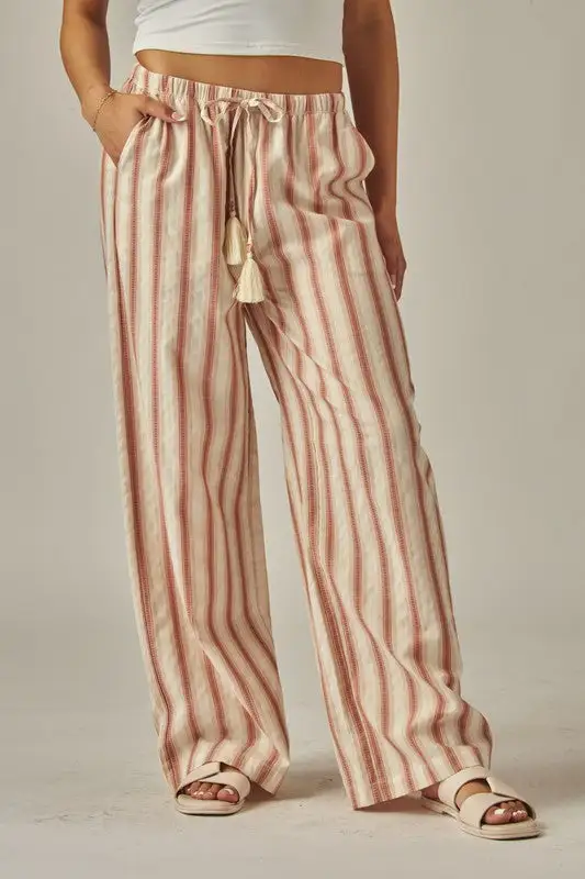 Signature Striped Cotton Wide Leg Pants