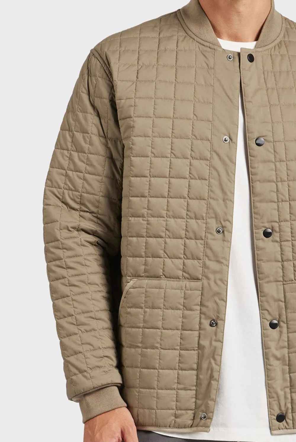 Diamond Quilted Stand Collar Casual Jacket