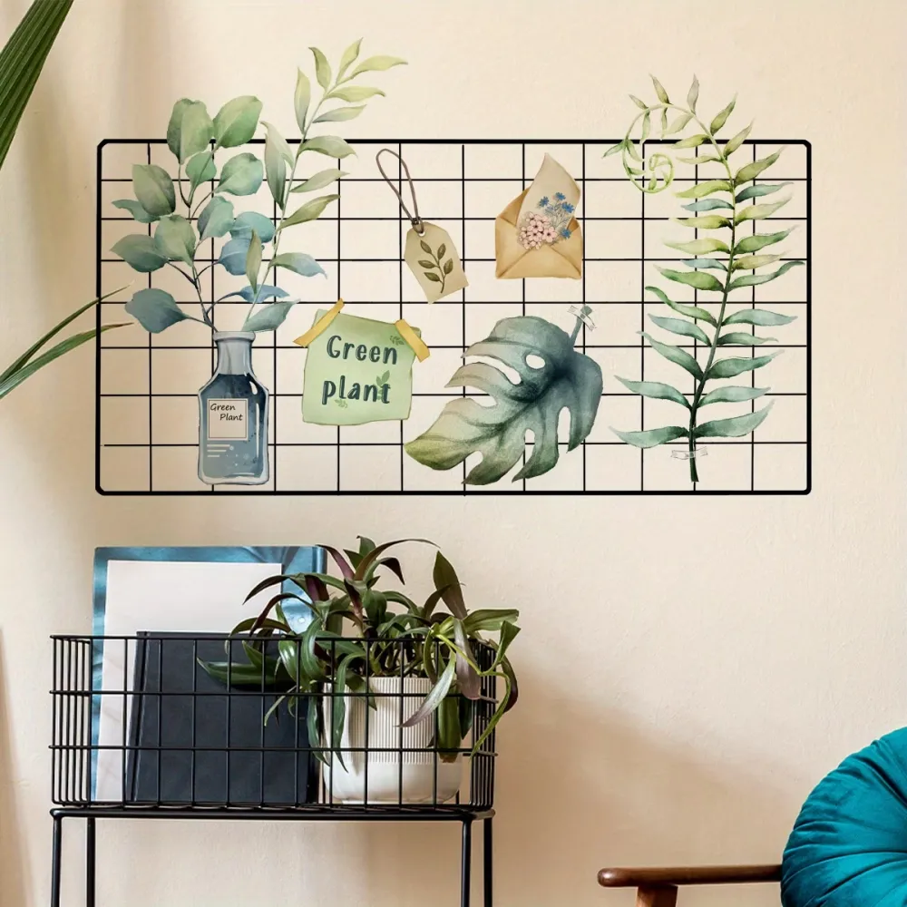 Green Plant Grid Wall Decals