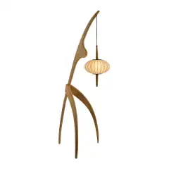 Rubberwood Tripod Floor Lamp