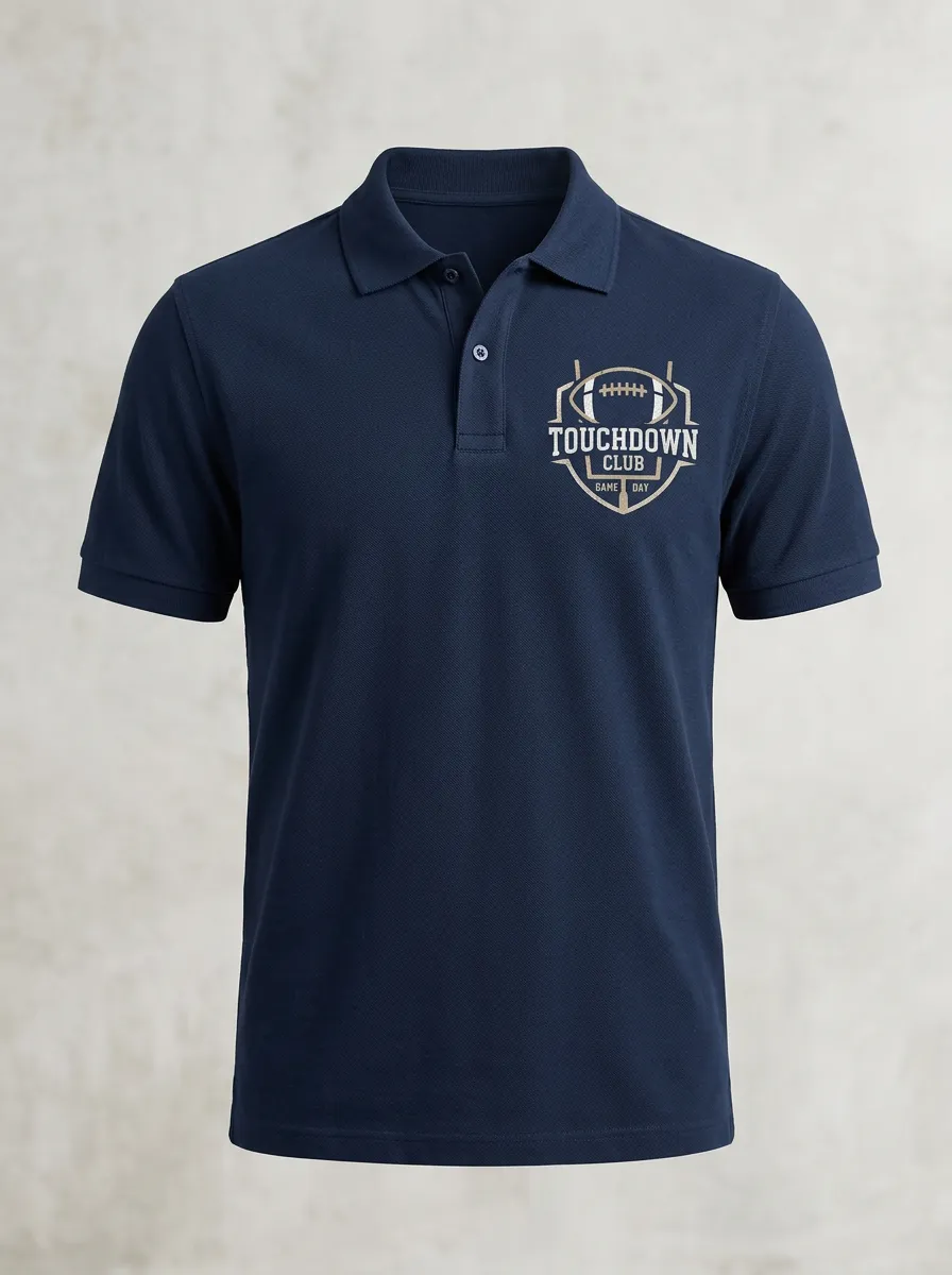 Men's American Football Touchdown Club Shield Printed Polo Shirt