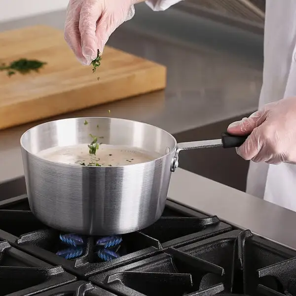 Space-Saving Tapered Aluminum Sauce Pan with Silicone Handle