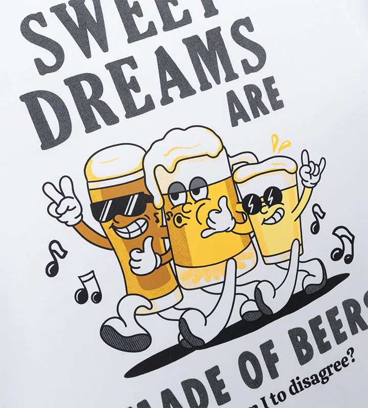 Cartoon Beer Character Graphic T-Shirt