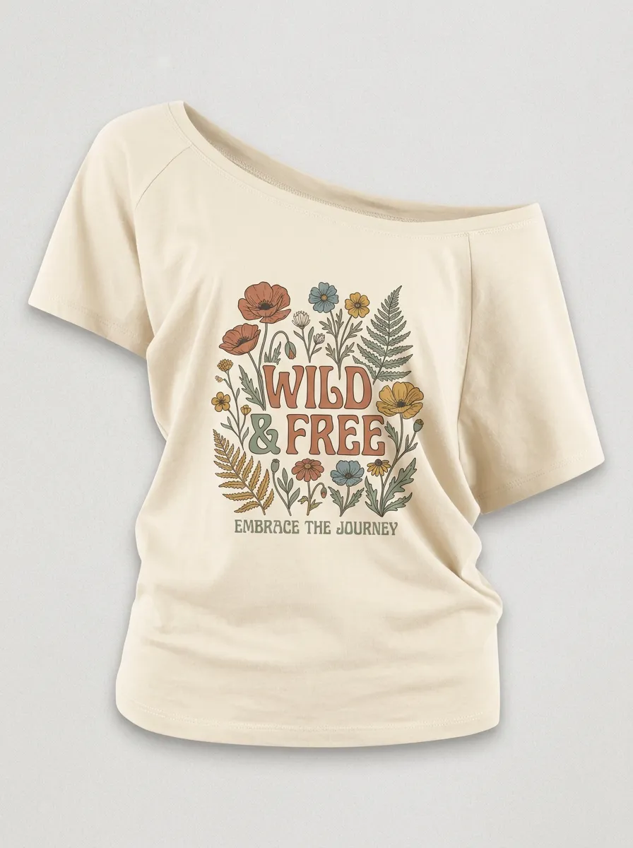 Wild And Free Floral Botanical Off-Shoulder Top