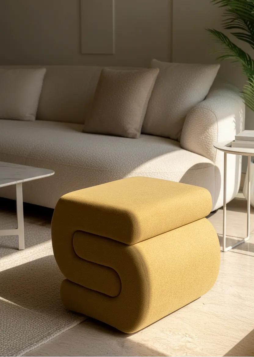 Mustard S-Boucle Pouffe