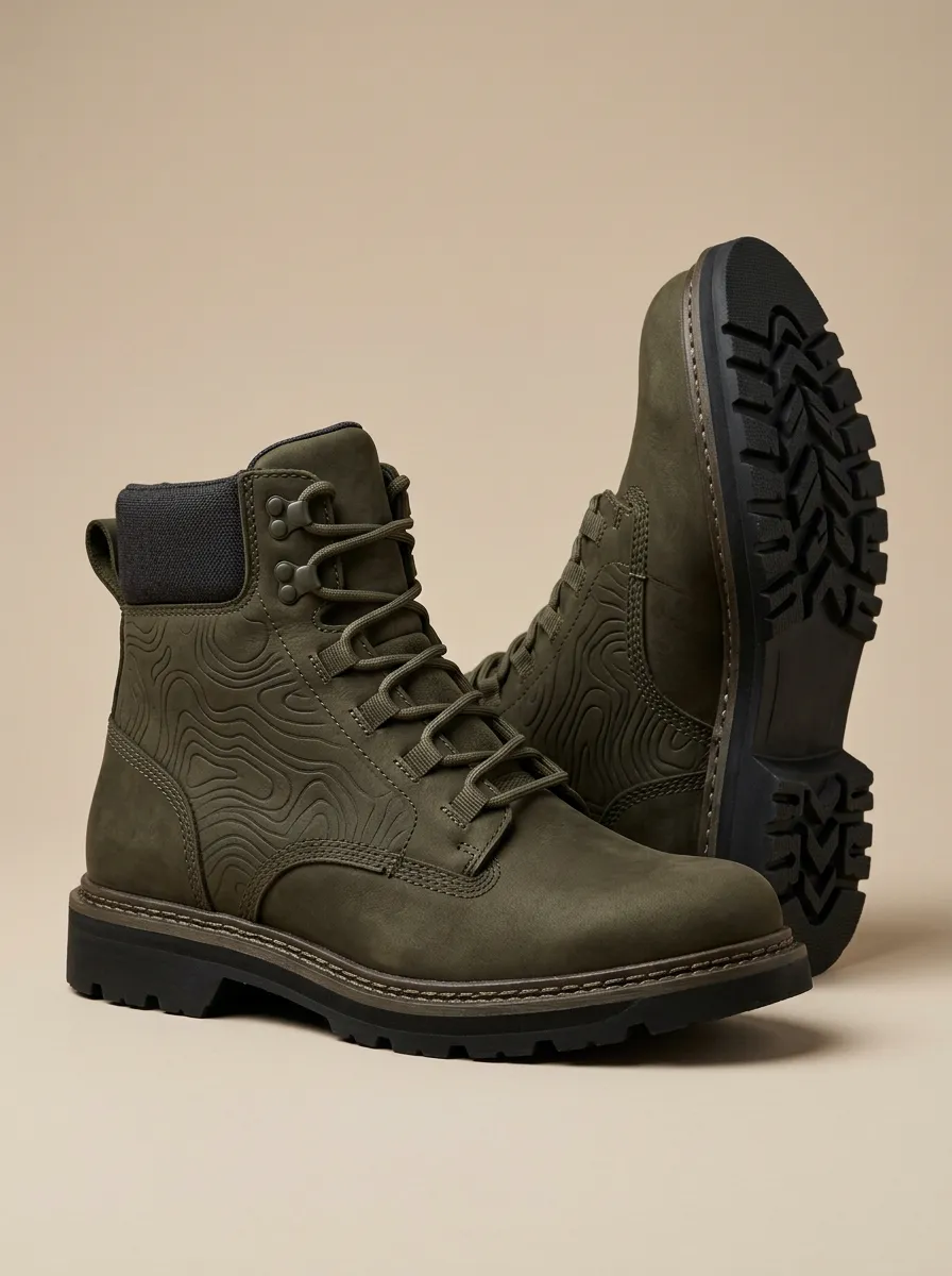 Unisex Streamlined Outdoor Enthusiast Topographic Map Print Work Boots