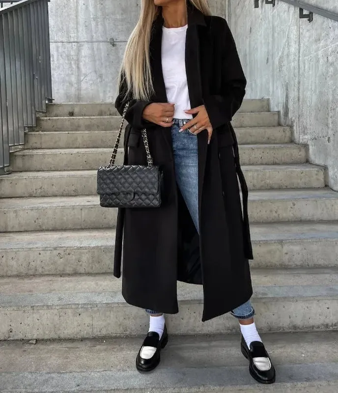 Classic Long-Sleeve Trench Coat