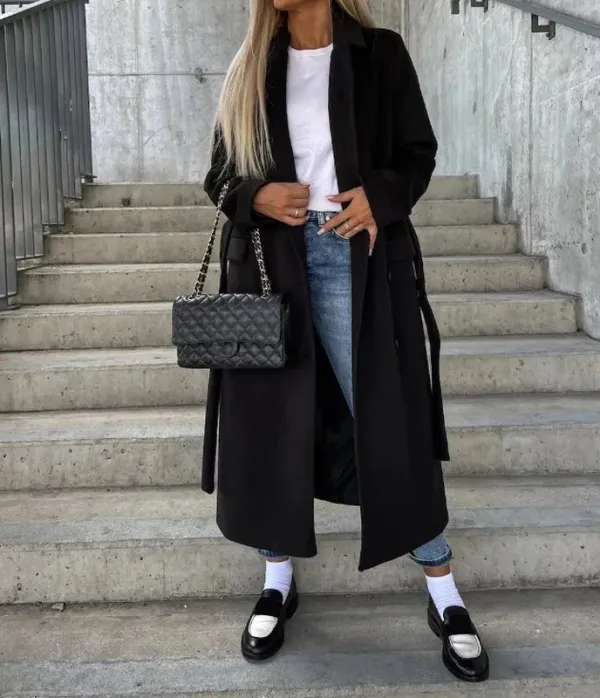 Classic Long-Sleeve Trench Coat