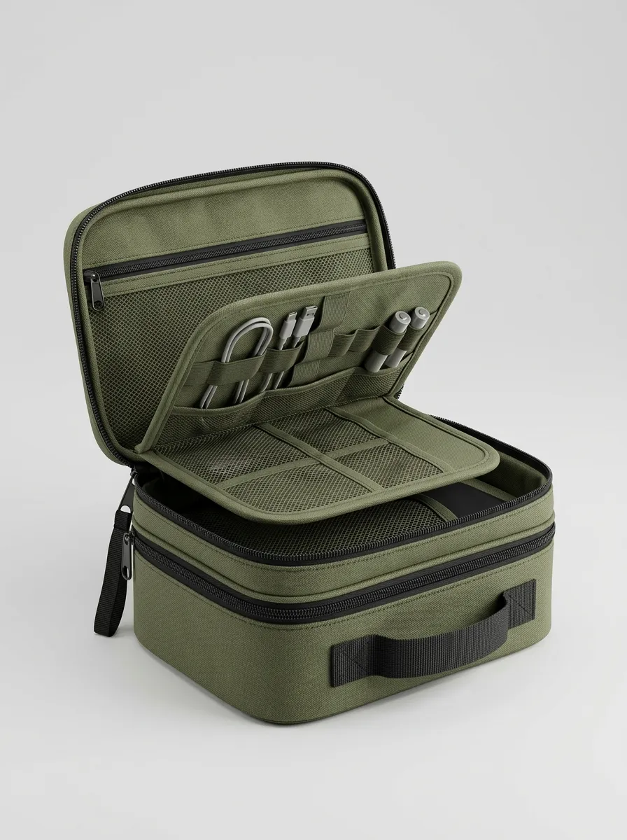 Compact Multi-Pocket Tech Organizer Bag