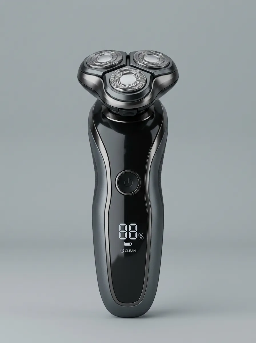 Rotary Triple-Head Digital Display Electric Shaver for Daily Grooming