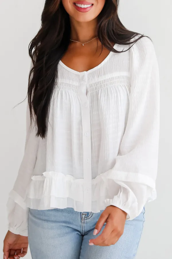White Ruffle Blouse