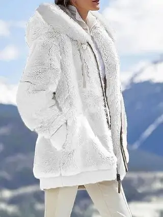 Oversized Hooded Plush Jacket