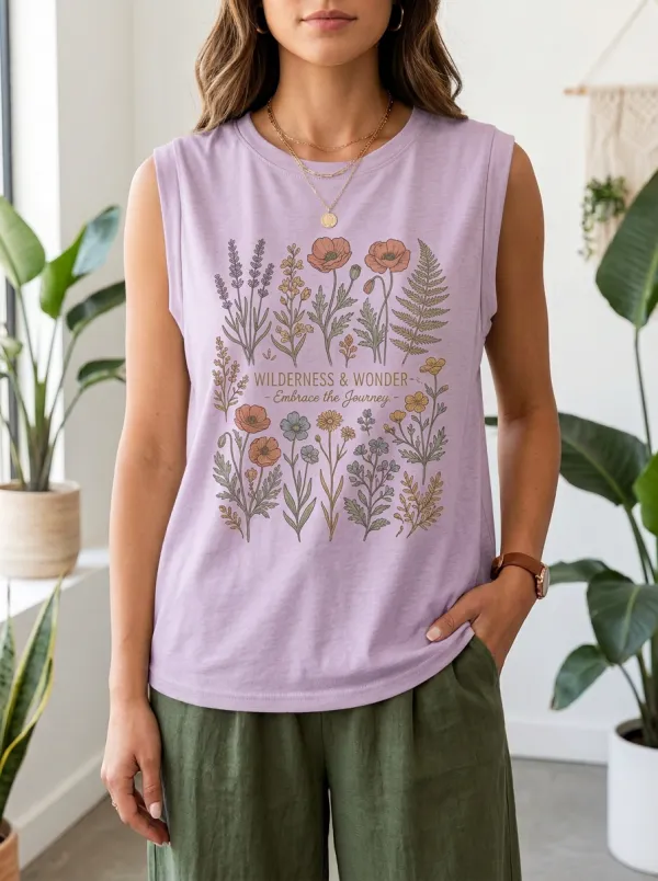 Wilderness Wildflower Botanical Muscle Tank Top