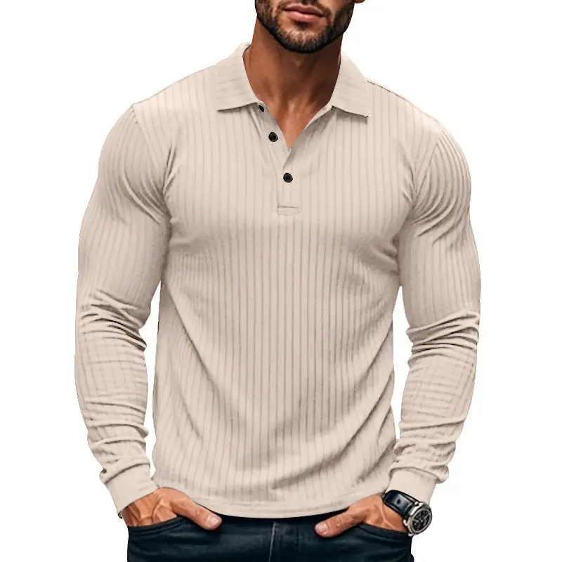 Long Sleeve Slim Fit Athletic Fine Knit Polo Shirt