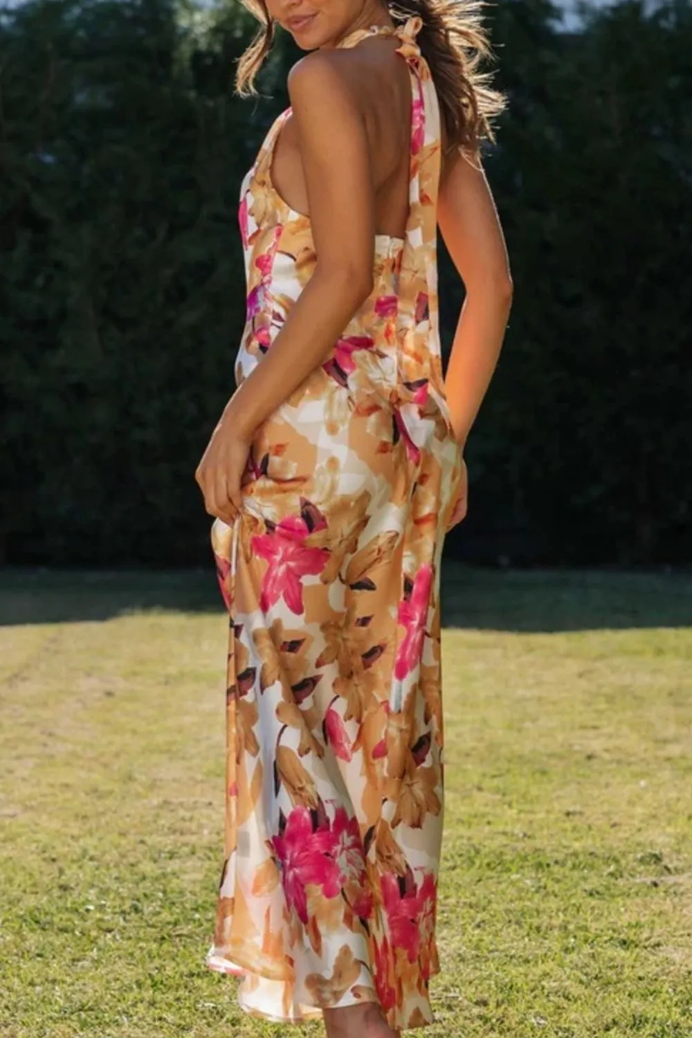 Classic Halter Floral Maxi Dress