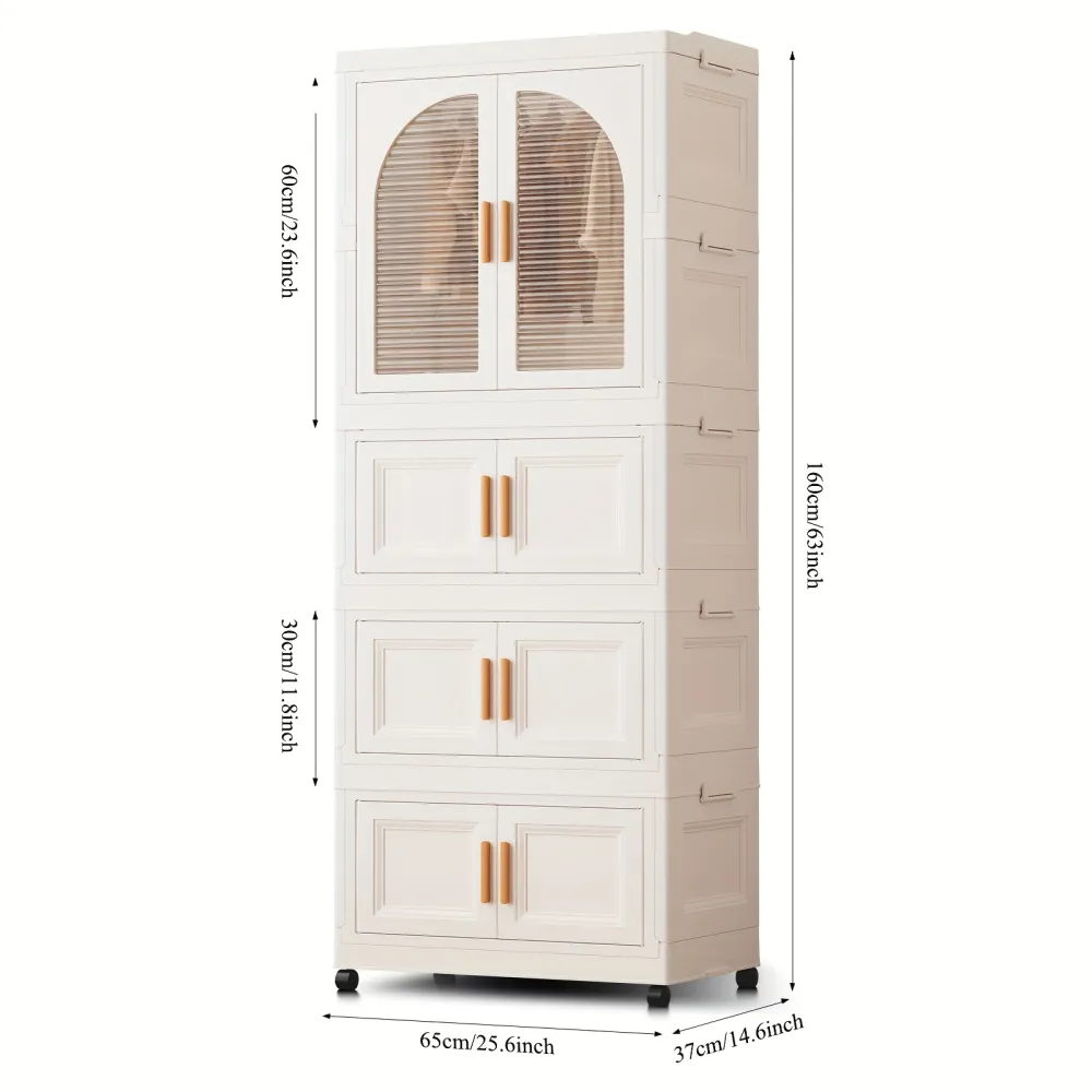 Multi-Layer Modular Storage Cabinet with Hangers & Hooks, Home Organizer for Clothes and Toys