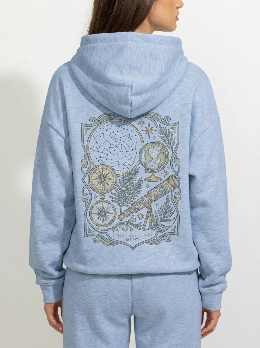 Unisex Astronomy Lover Celestial Journey Printed Hoodie