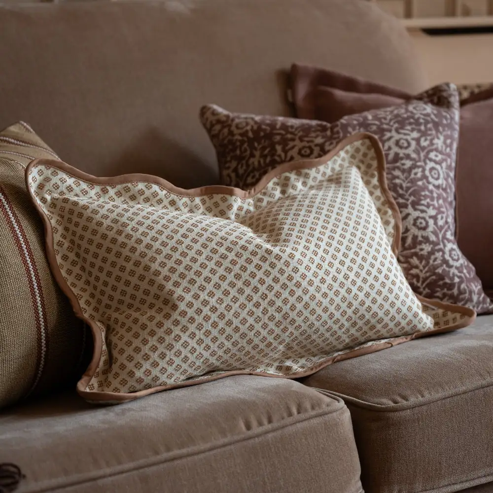 Layered Scalloped-Edge Printed Accent Cushion