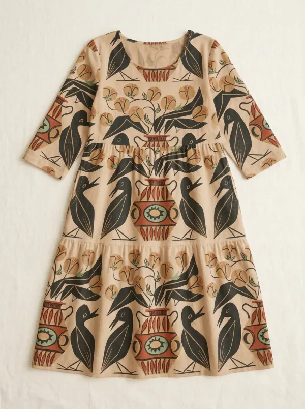 Folk Art Bird And Vase Pattern Dress