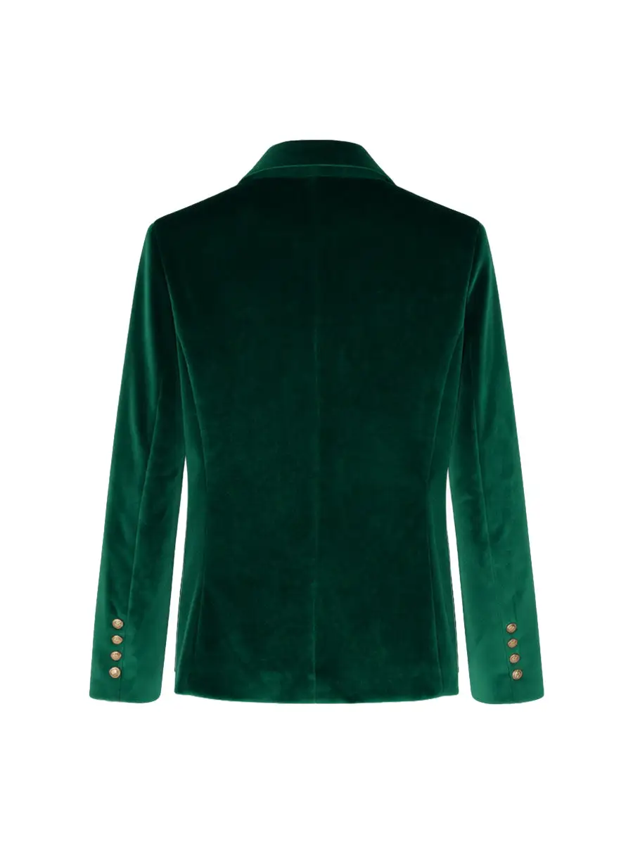 Long Sleeve Button Front Solid Color Notched Collar Blazer