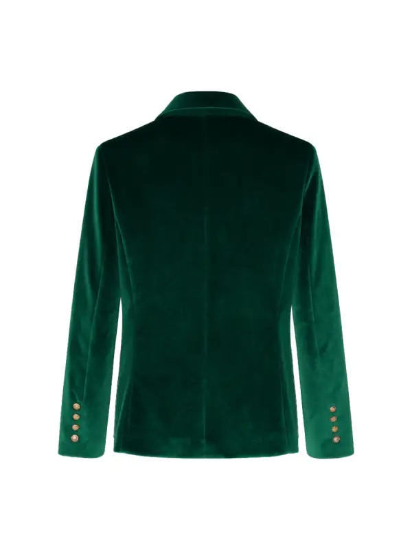 Long Sleeve Button Front Solid Color Notched Collar Blazer